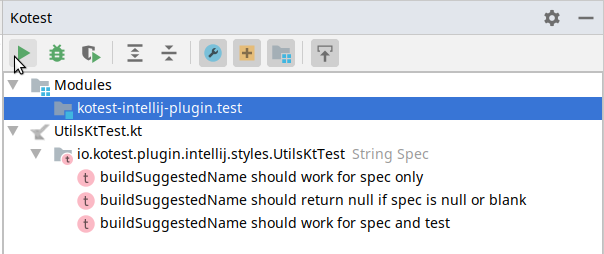 Icono de ejecución en la canaleta