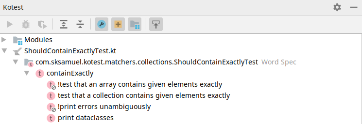 Pruebas deshabilitadas en la ventana de pruebas